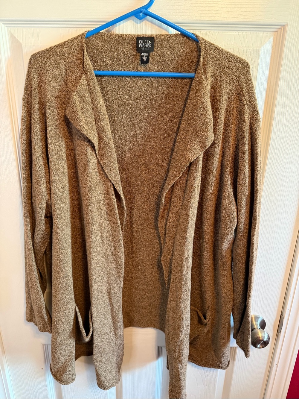 Eileen Fisher woman Merino wool open-Front Relaxed Knit Cardigan in Taupe sz 1X